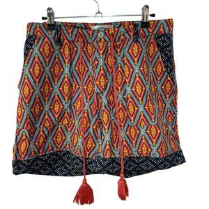 Sundance Women's Kalini Linen Cuffed Shorts Size Small Pockets Zipper Rust/Navy